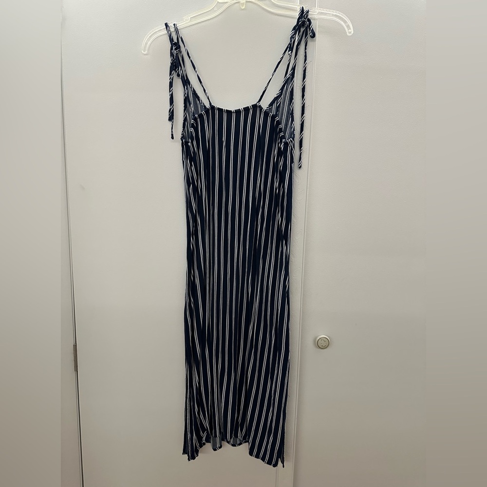 PACSUN Navy and White Striped Slipped Midi Dress